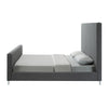 Gray Solid Wood King Upholstered Linen Bed-1