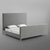 Gray Solid Wood King Upholstered Linen Bed-7