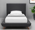 Charcoal Solid Wood Twin Upholstered Linen Bed-0