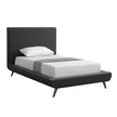 Charcoal Solid Wood Twin Upholstered Linen Bed-5
