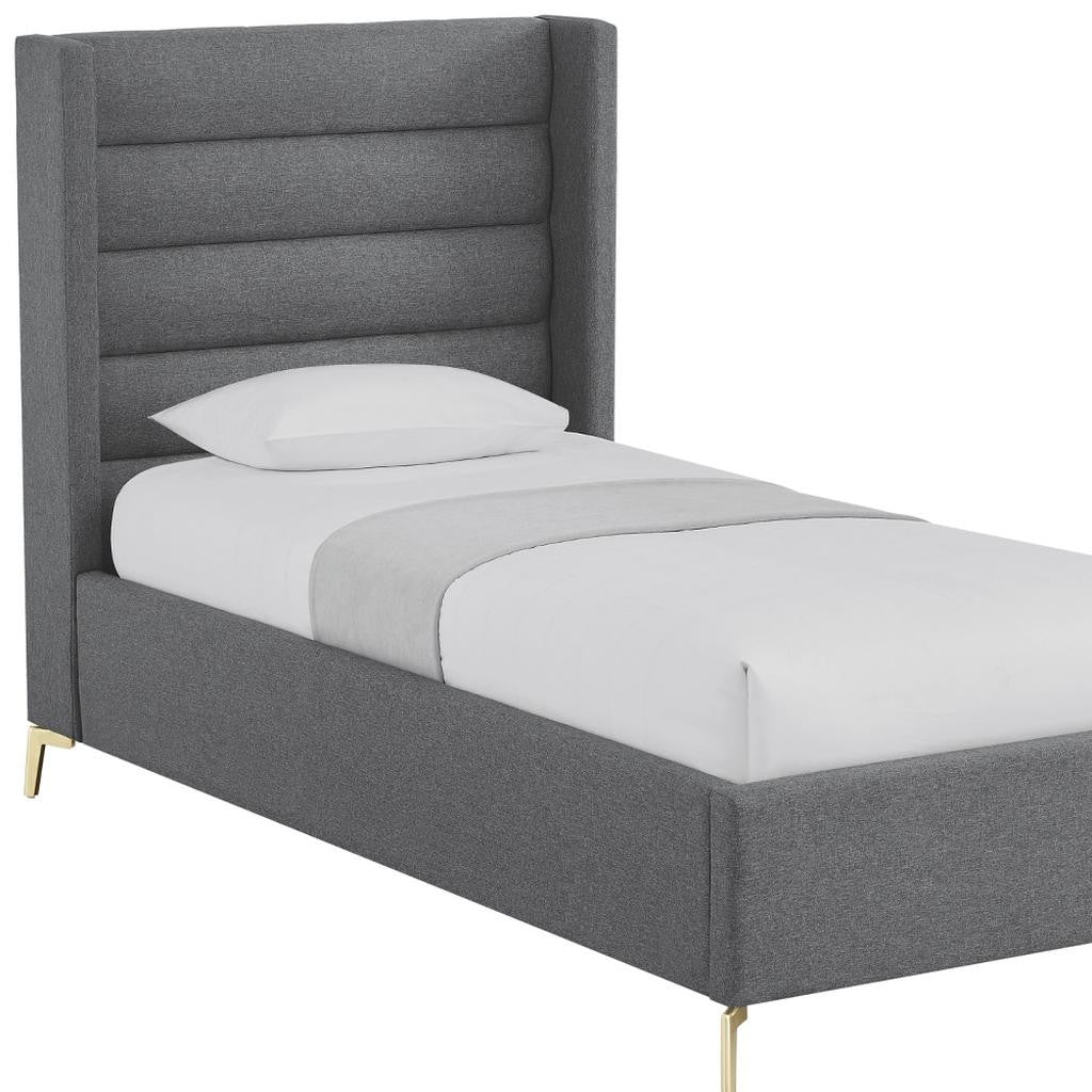 Gray Linen Upholstered Full Bed Frame-7