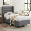 Gray Linen Upholstered Full Bed Frame-8
