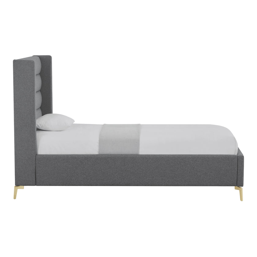 Gray Linen Upholstered Full Bed Frame-2