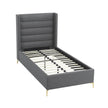 Gray Linen Upholstered Full Bed Frame-3