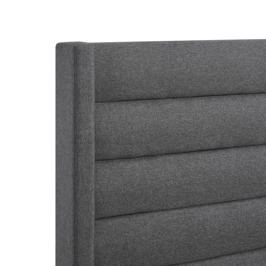 Gray Linen Upholstered Full Bed Frame-5