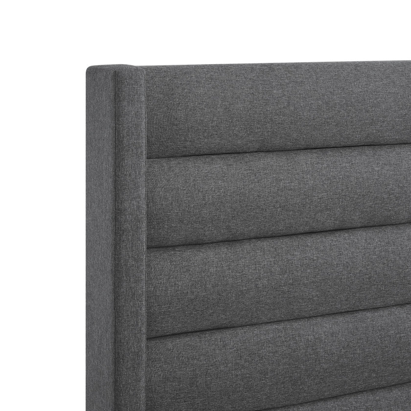 Gray Linen Upholstered Full Bed Frame-5