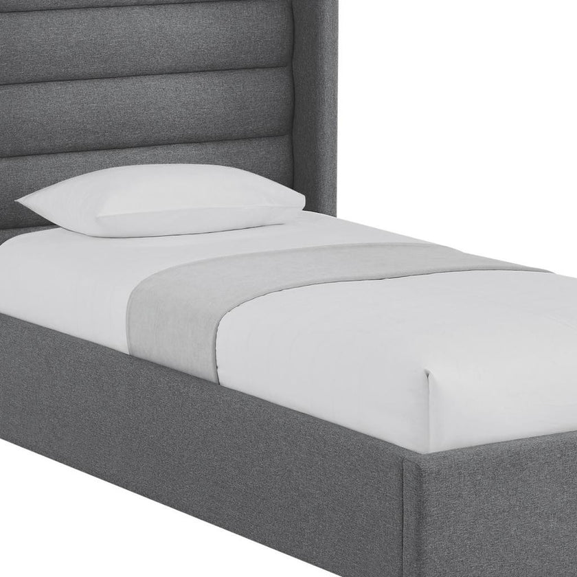 Gray Linen Upholstered Full Bed Frame-6
