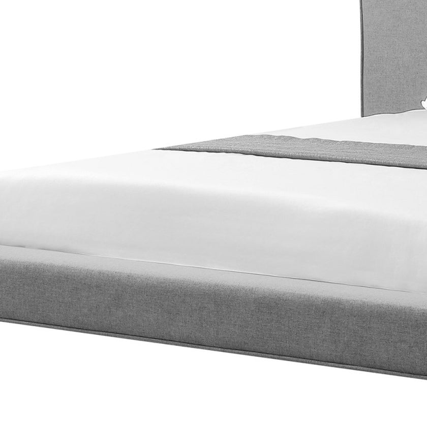 Gray Solid Wood Full Upholstered Linen Bed-7