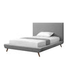 Gray Solid Wood Full Upholstered Linen Bed-2