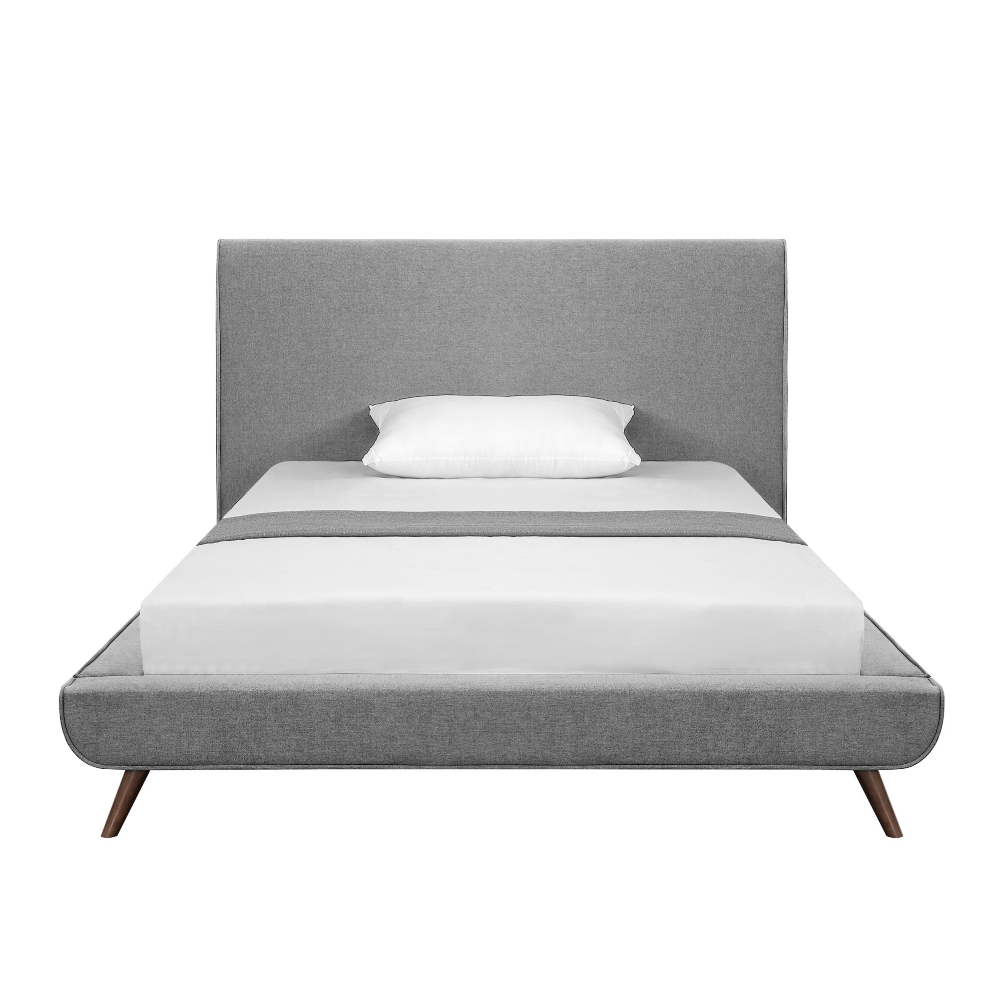 Gray Solid Wood Full Upholstered Linen Bed-3