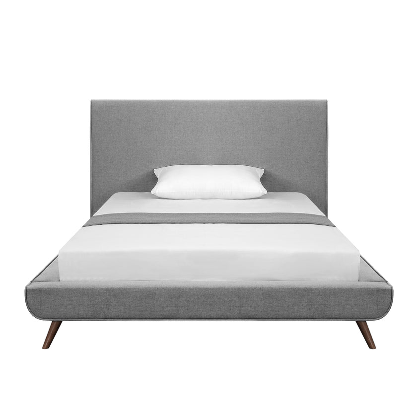 Gray Solid Wood Full Upholstered Linen Bed-3