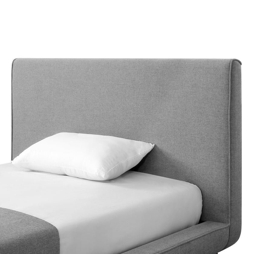 Gray Solid Wood Full Upholstered Linen Bed-5