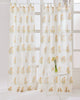 White & Yellow Hand Block Printed Linen Curtains | Floral Bouquet Design