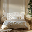 Tufted Linen Upholstered Headboard for Queen Full Beds-2