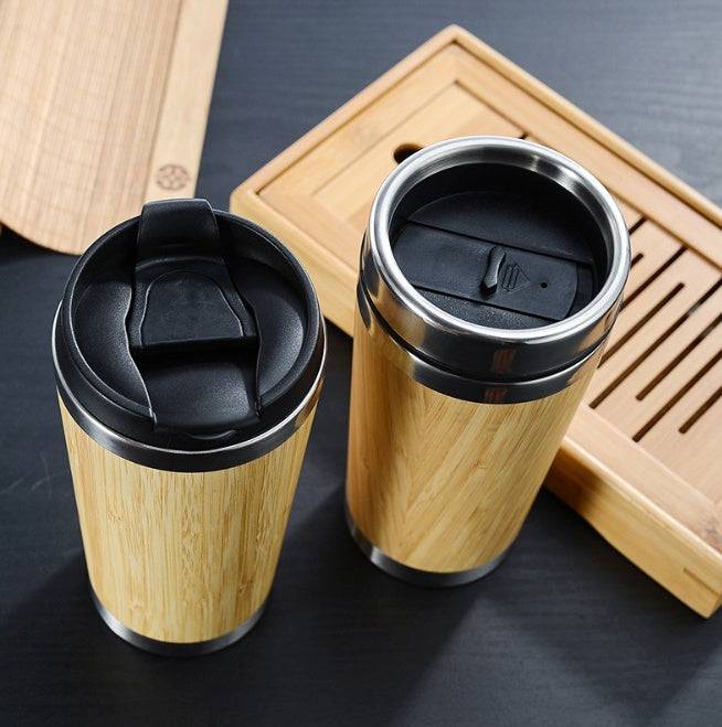 Leakproof 14oz Bamboo Travel Mug Thermal Insulating Eco Friendly Coffee Cup.-2