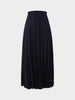 Wool Blend Pleated Skirt-Navy-2