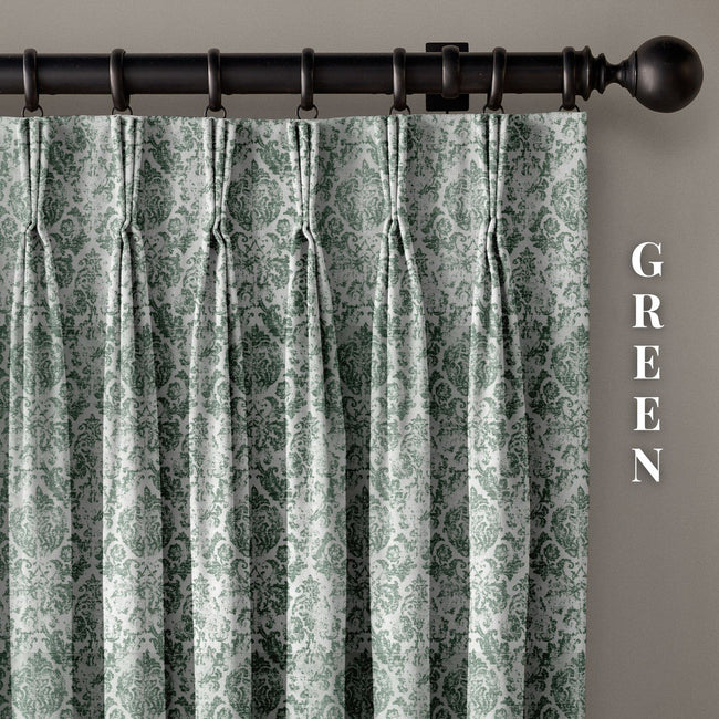 Jacquard Damask Linen Blend Curtains | 5 Colours | Pinch & Euro Pleats | Made-to-Measure