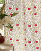 White & Red Hand Block Printed Linen Curtains | Apple & Bird Design