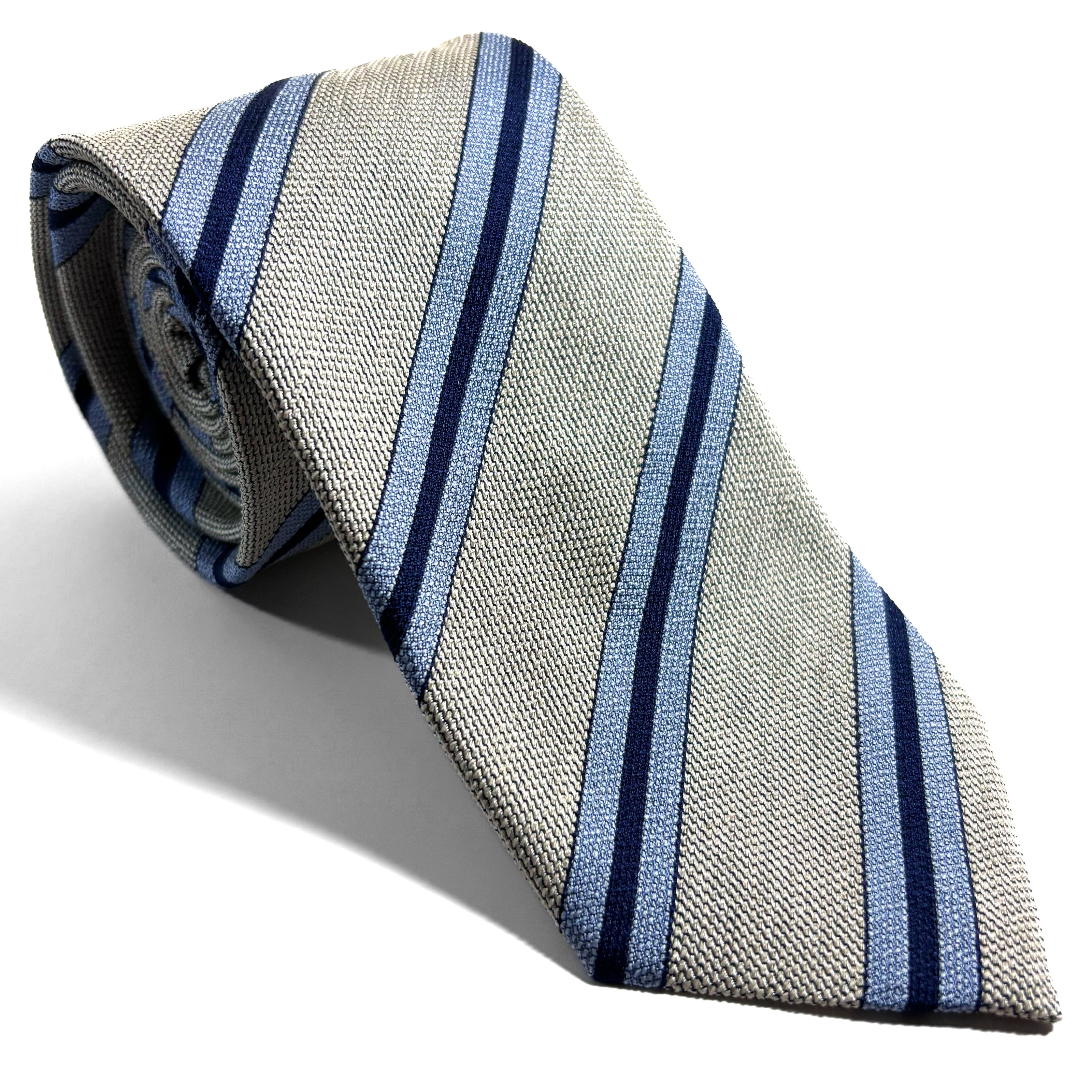 Ivory Striped Silk Jacquard Tie-0