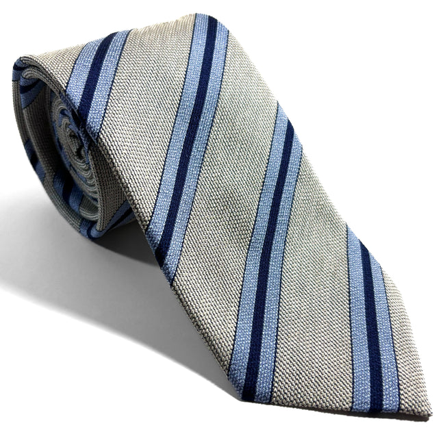 Ivory Striped Silk Jacquard Tie-0
