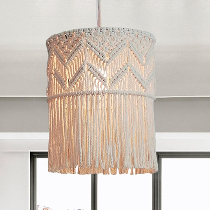 Handmade Cotton Macrame Chandelier Pendant Light Shade | Bohemian Decor