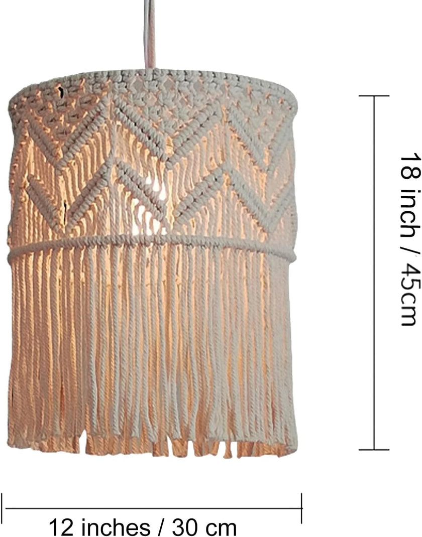 Handmade Cotton Macrame Chandelier Pendant Light Shade | Bohemian Decor