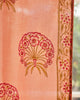Pink & Green Hand Block Printed Linen Curtains | Floral Pattern | Privacy Opaque Light Filtering