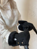 Black Natural Lambskin Stroller Hand Muffs-4