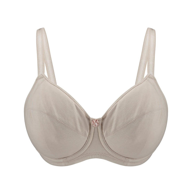 Ivory-Underwired Silk & Organic Cotton Full Cup Bra with removable paddings-0