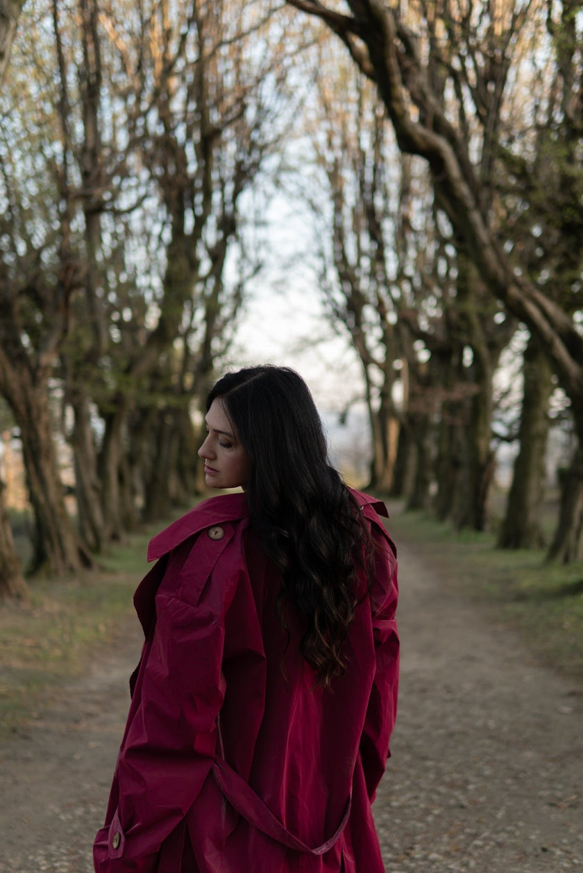 Trench Coat - Burgundy Red-1