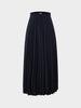 Wool Blend Pleated Skirt-Navy-1