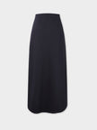 Wool Blend Slip Skirt-Navy-1