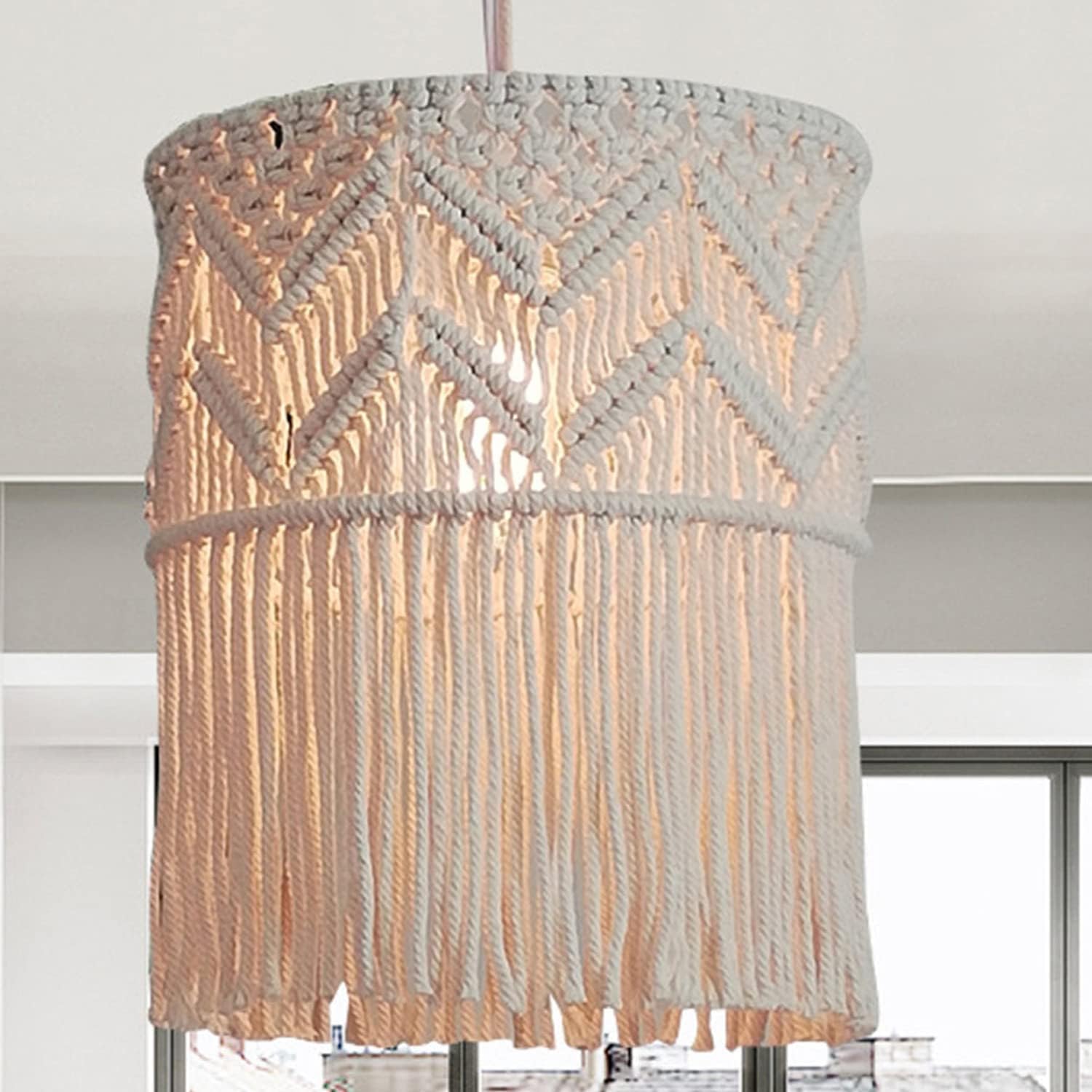 Handmade Cotton Macrame Chandelier Pendant Light Shade | Bohemian Decor