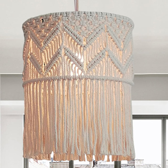 Handmade Cotton Macrame Chandelier Pendant Light Shade | Bohemian Decor