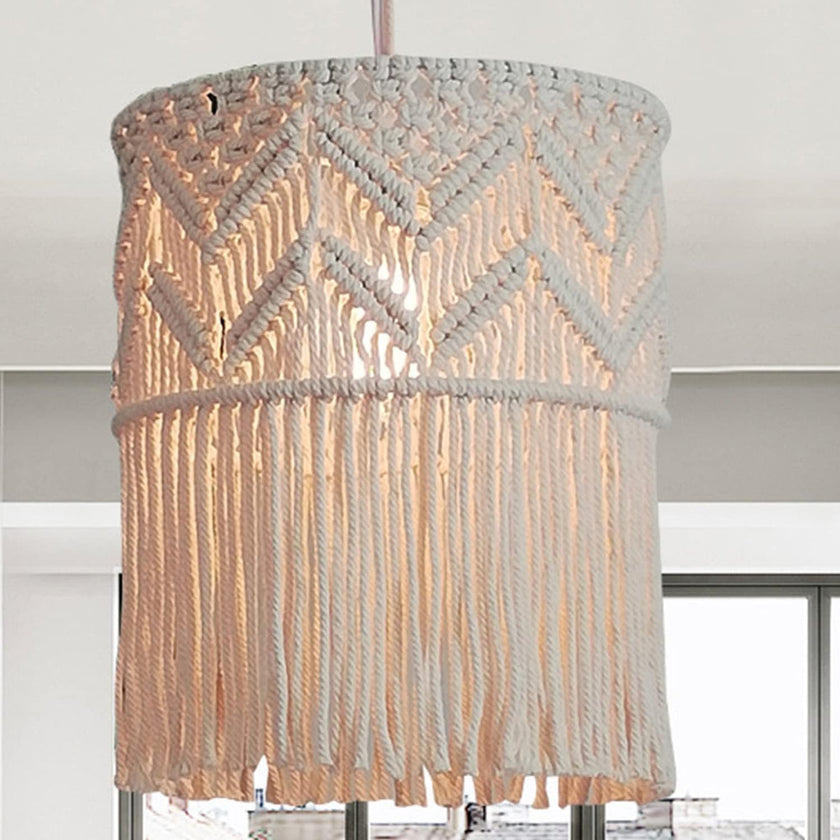 Handmade Cotton Macrame Chandelier Pendant Light Shade | Bohemian Decor