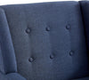 Dark Blue Upholstered Tufted Midcentury Linen Armchair-4