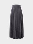 Wool Blend Pleated Skirt-Dark Grey-1