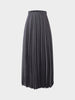 Wool Blend Pleated Skirt-Dark Grey-1