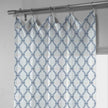 White & Navy Linen Sheer Curtains | Embroidered Ogee Trellis Design | Custom Sizes & Headings