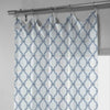 White & Navy Linen Sheer Curtains | Embroidered Ogee Trellis Design | Custom Sizes & Headings