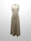 Linen A-Line Slip Dress-Ecru