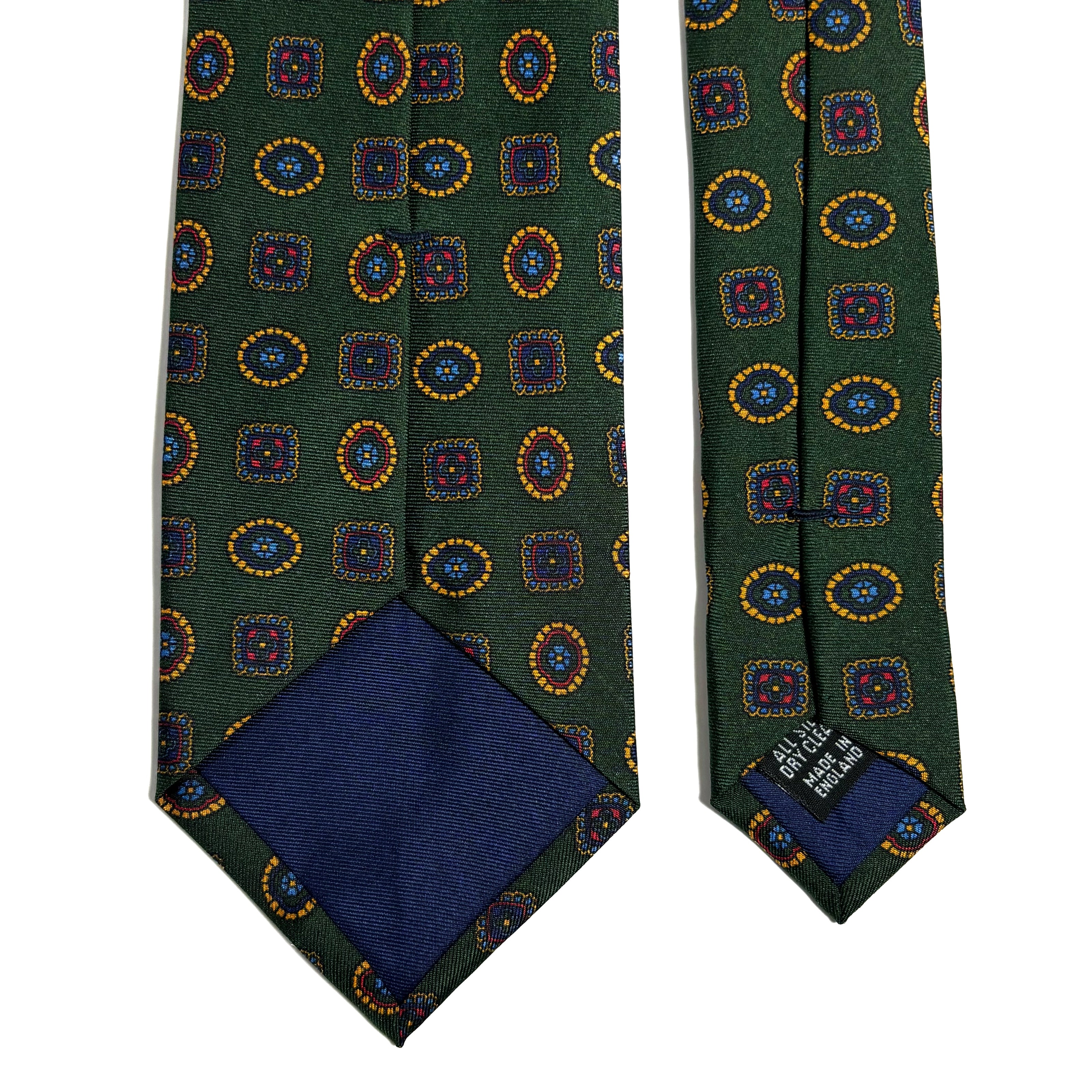 Forest Green Geometric Silk Tie-3