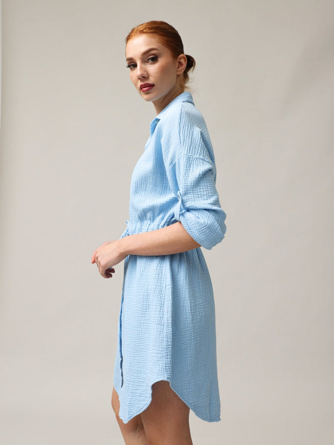 Shirt-type muslin dress-0