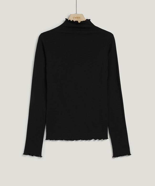 [TWEE] Ciris Wool Frill Turtleneck T-shirt-5