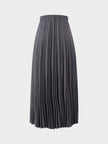 Wool Blend Pleated Skirt-Dark Grey-2
