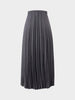 Wool Blend Pleated Skirt-Dark Grey-2