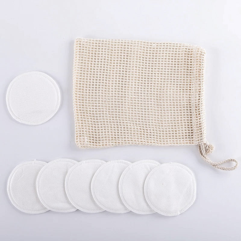 10 Reusable Organic Bamboo Cotton Facial Pads - Zero Waste Plastic Free Natural Makeup Remover Pads + Organic Mesh Cotton Laundry Bag-4