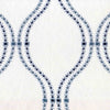 White & Navy Linen Sheer Curtains | Embroidered Ogee Trellis Design | Custom Sizes & Headings