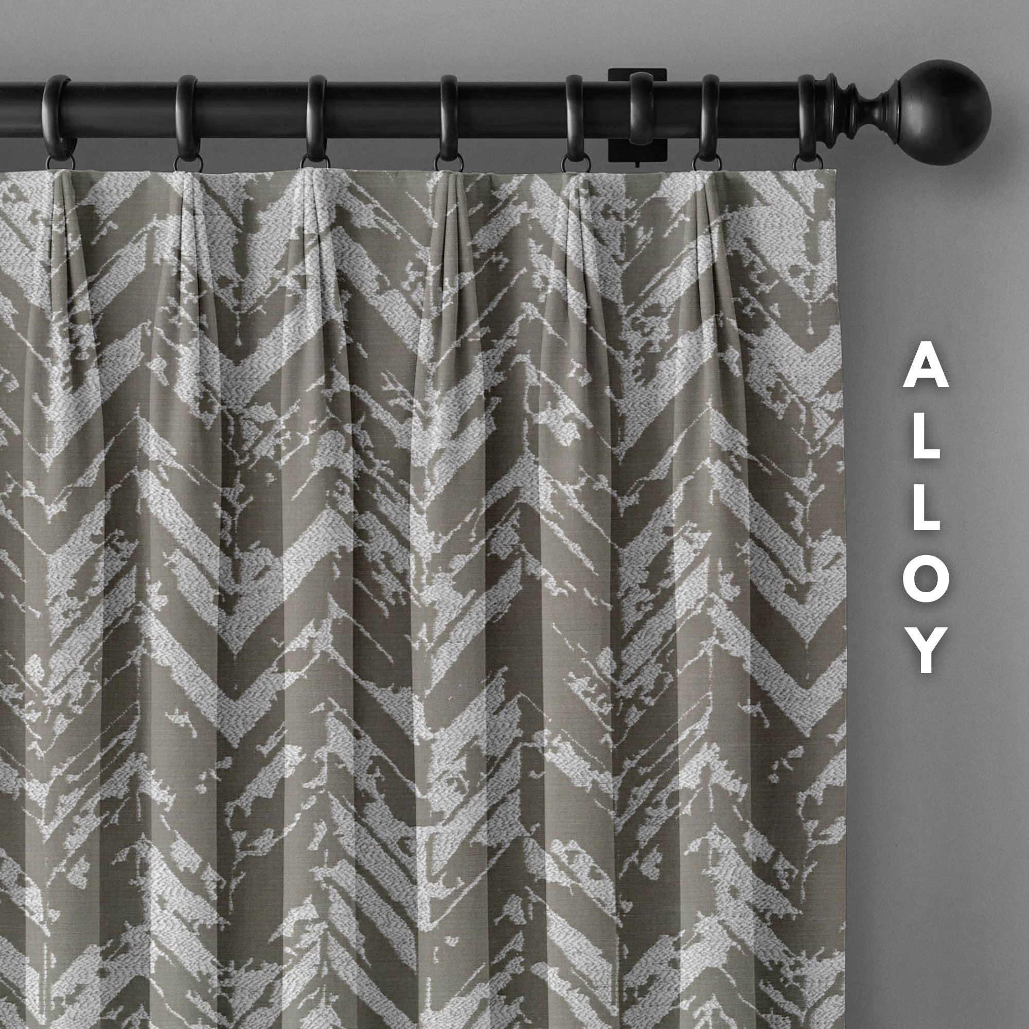 Chevron Geometric Print Linen Blend Curtains | Pinch & Euro Pleats | Standard & Custom Sizes