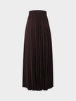 Wool Blend  Pleated Skirt-Dark Brown-1